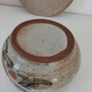 Large stoneware cup and saucer with floral decoration – 1970s