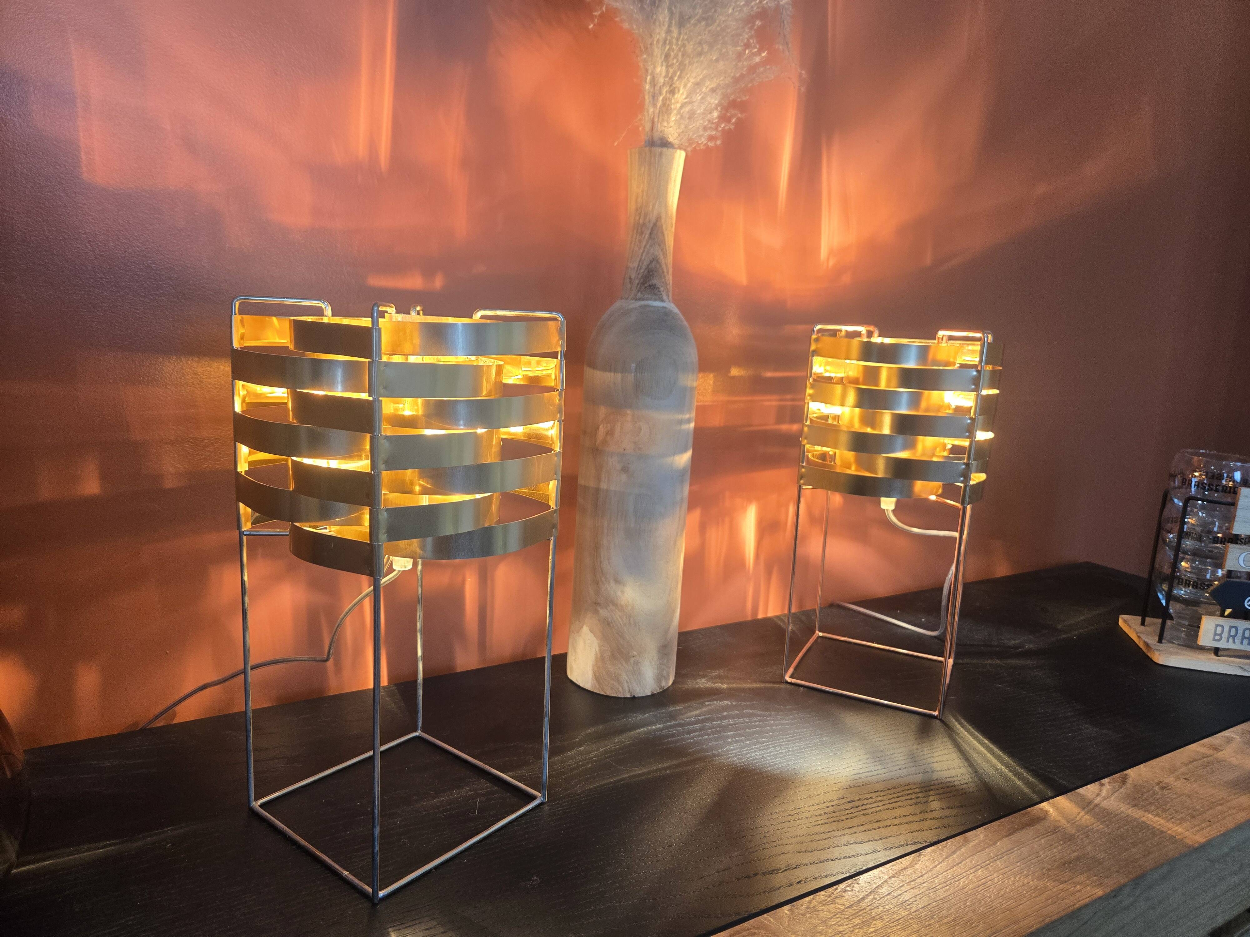 Pair of lamps max sauzé – ekilux – vintage design metal brass