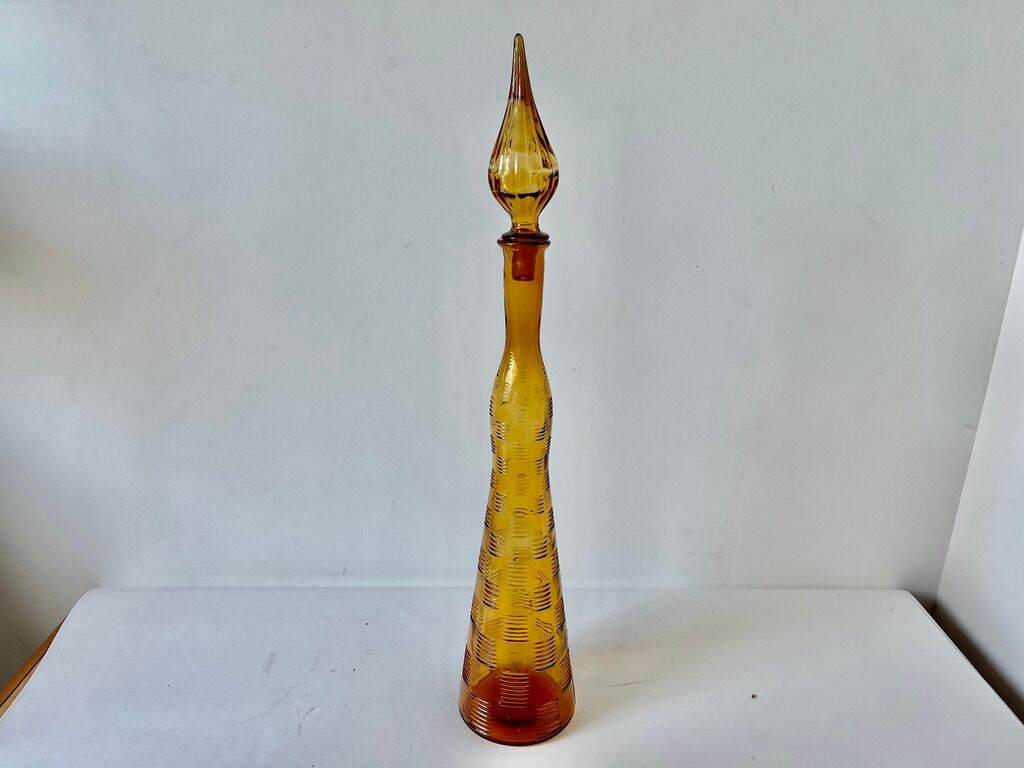 Genie bottle Empoli Murano Italy Vintage amber 1950