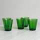 5 translucent green glasses