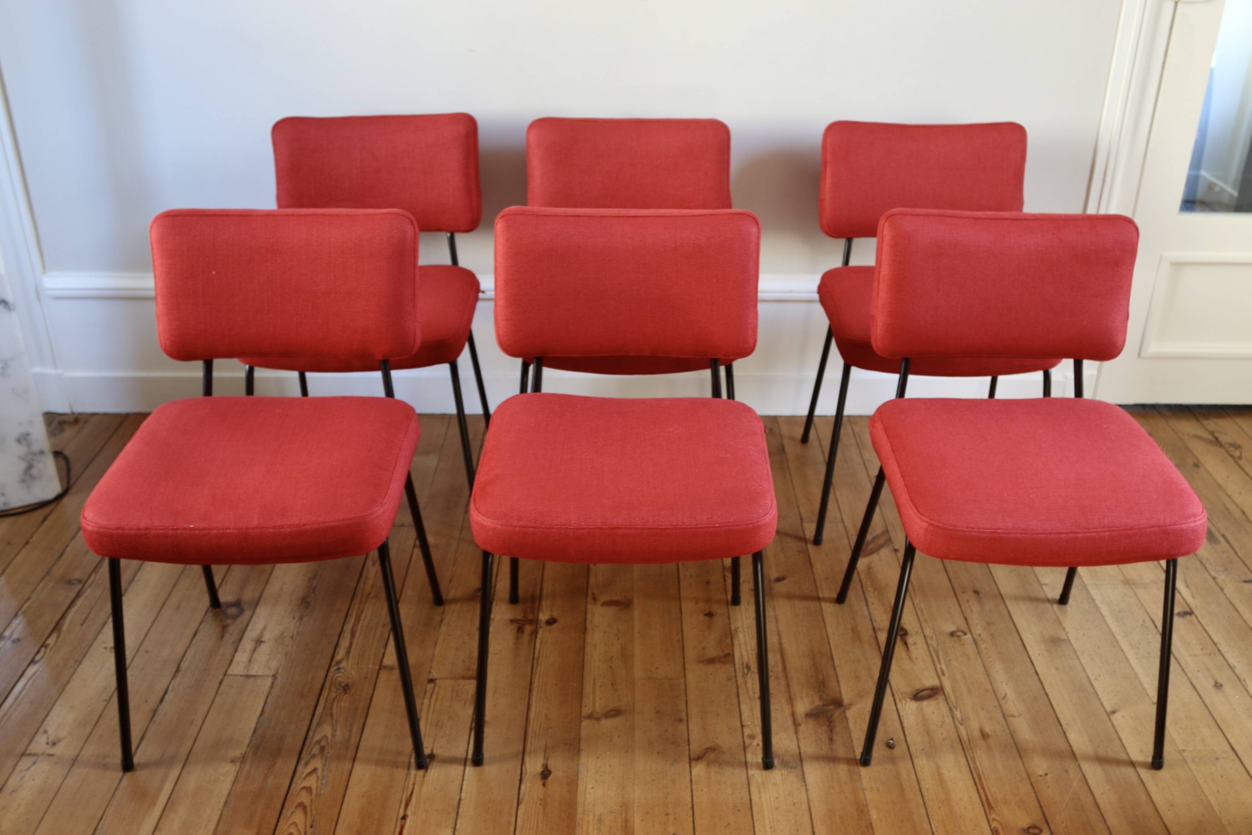 Set of 6 vintage modernist chairs by André Simard, Airborne 1960.