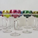 Set of 6 Val Saint Lamb crystal colored wine glasses