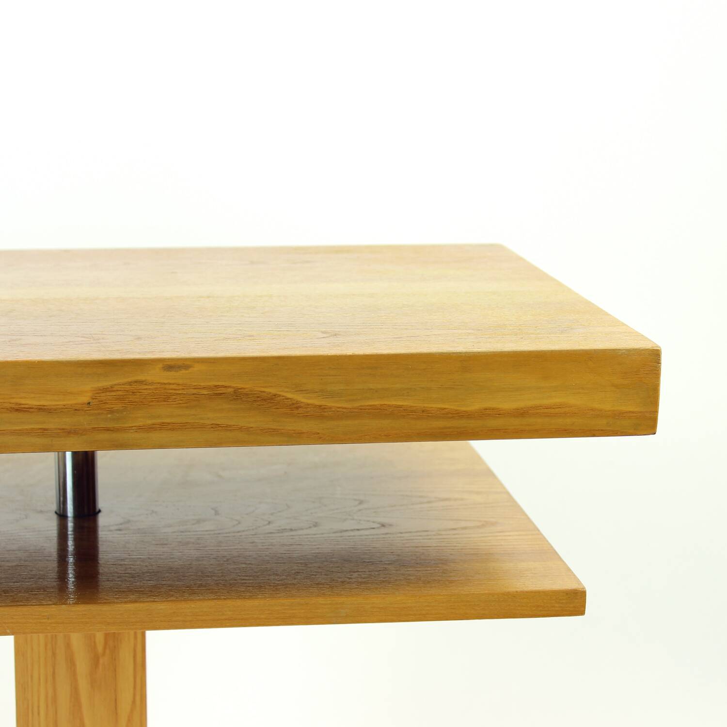 Functionalist Steel And Ash Wood Swivel Coffee Table, 1960s