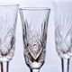 Large antique hand-cut crystal champagne flutes signed LS