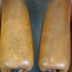 Set of 2 beautiful and correct sheep leather wingback armchairs with fixed seat cushions