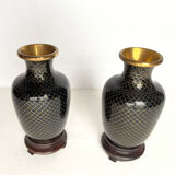 Pair of cloisonné brass vases