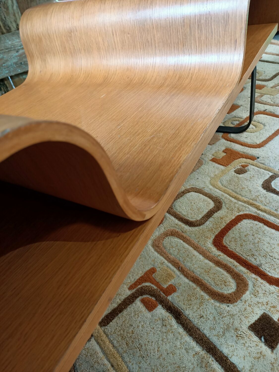 Curved wooden coffee table