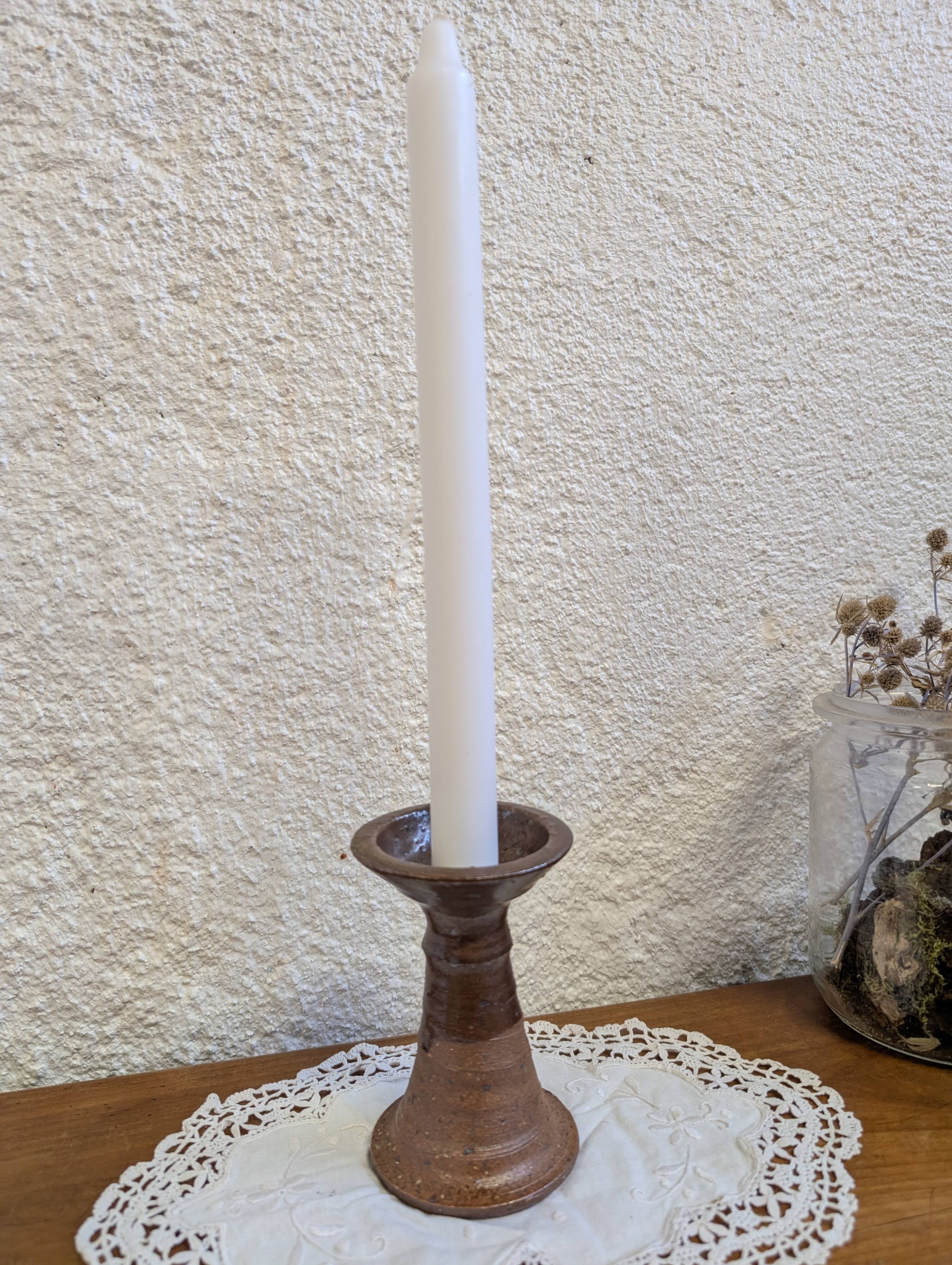 Vintage stoneware candlestick