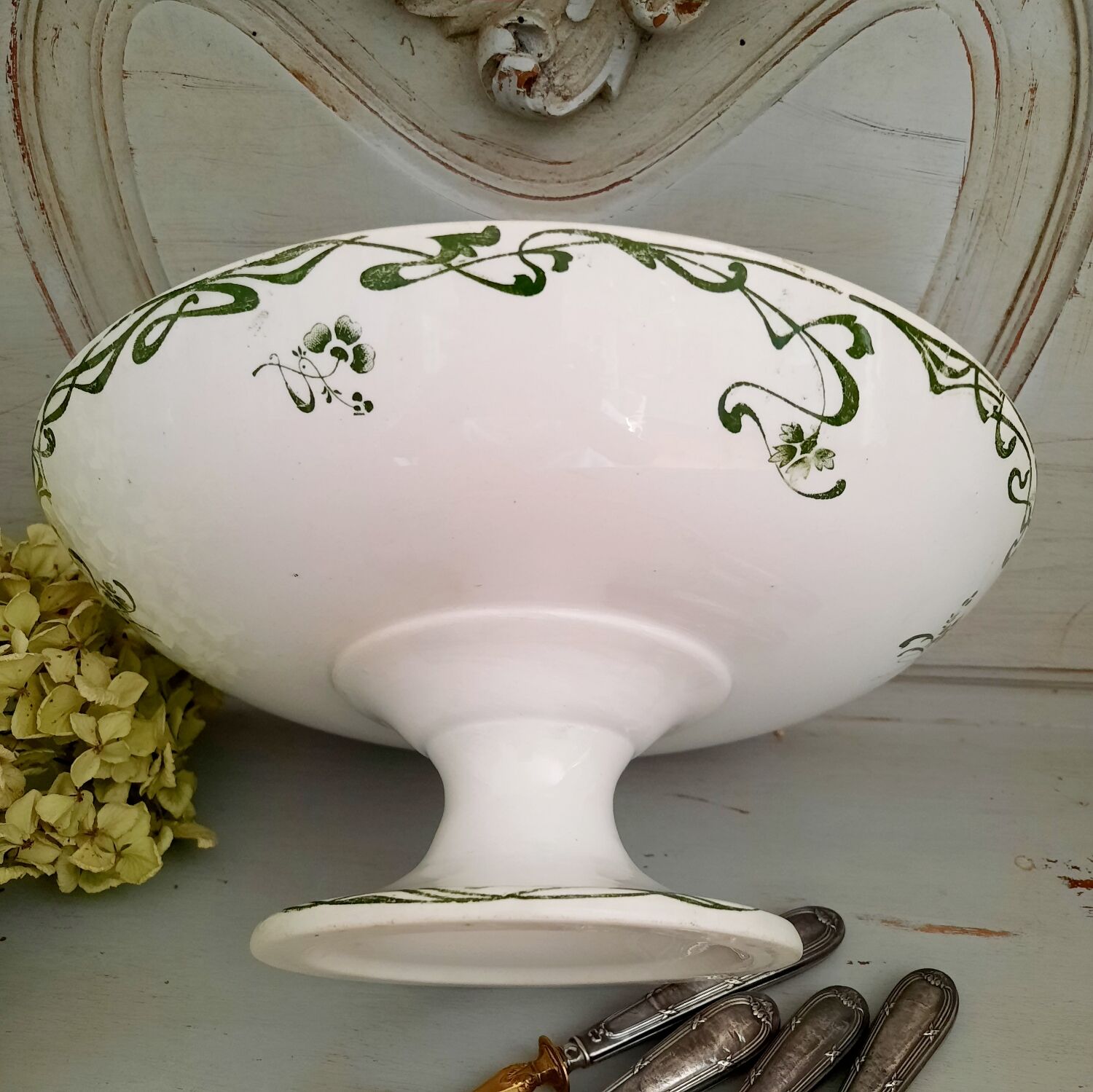 Antique earthenware fruit bowl