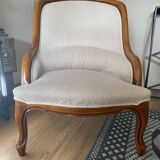 Pair of Rampe armchairs in cherry wood – high-end fabric