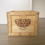 Caisse vintage en bois chicorée Leroux