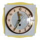 Vintage formica clock square silent wall clock "FFR yellow green"