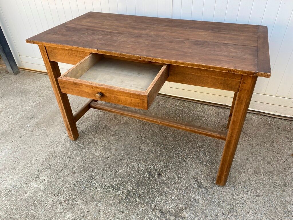 Solid oak farmtop table with 1 drawer