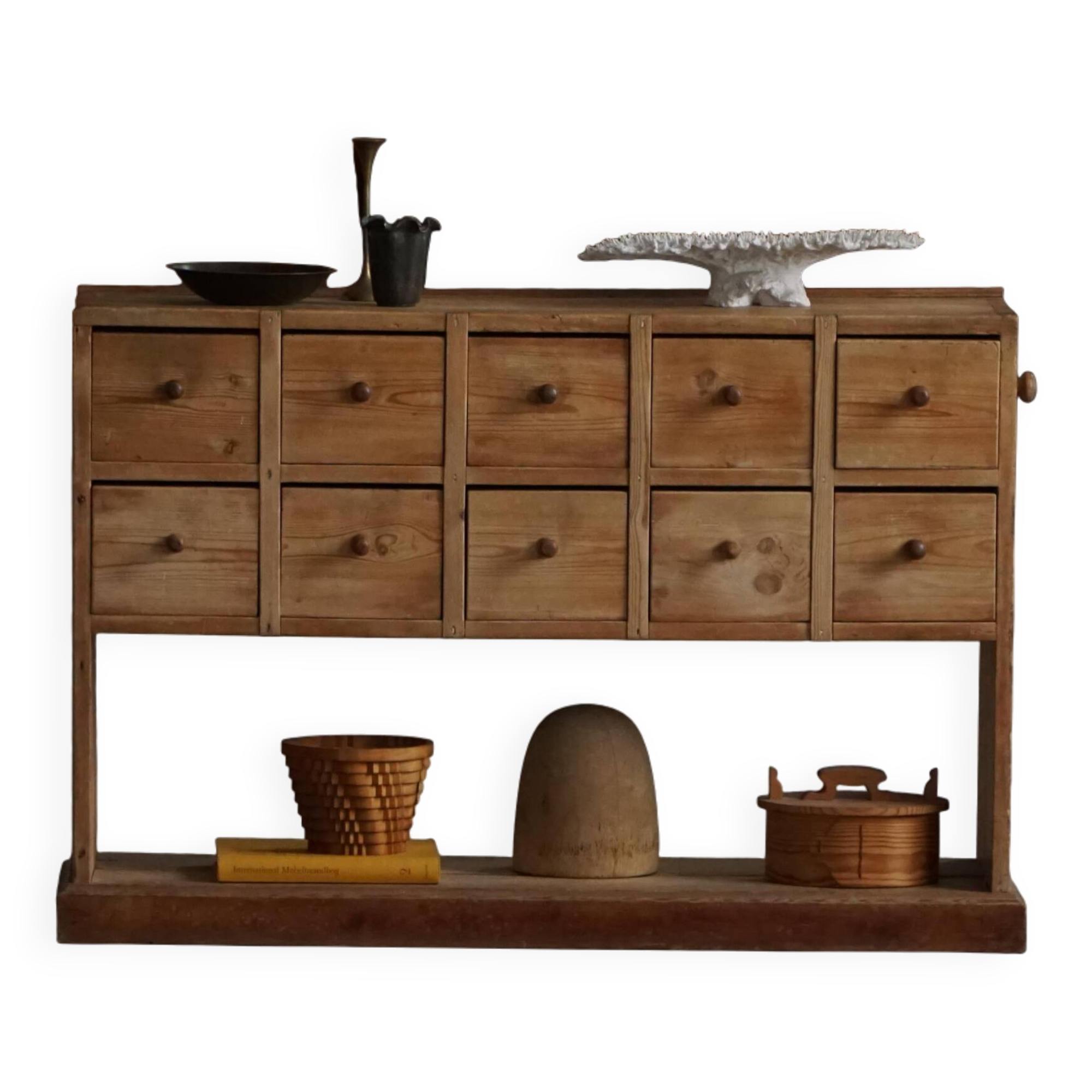 Danish apothecary cabinet in antique pine from the 19th century / Console, 1850–1880s