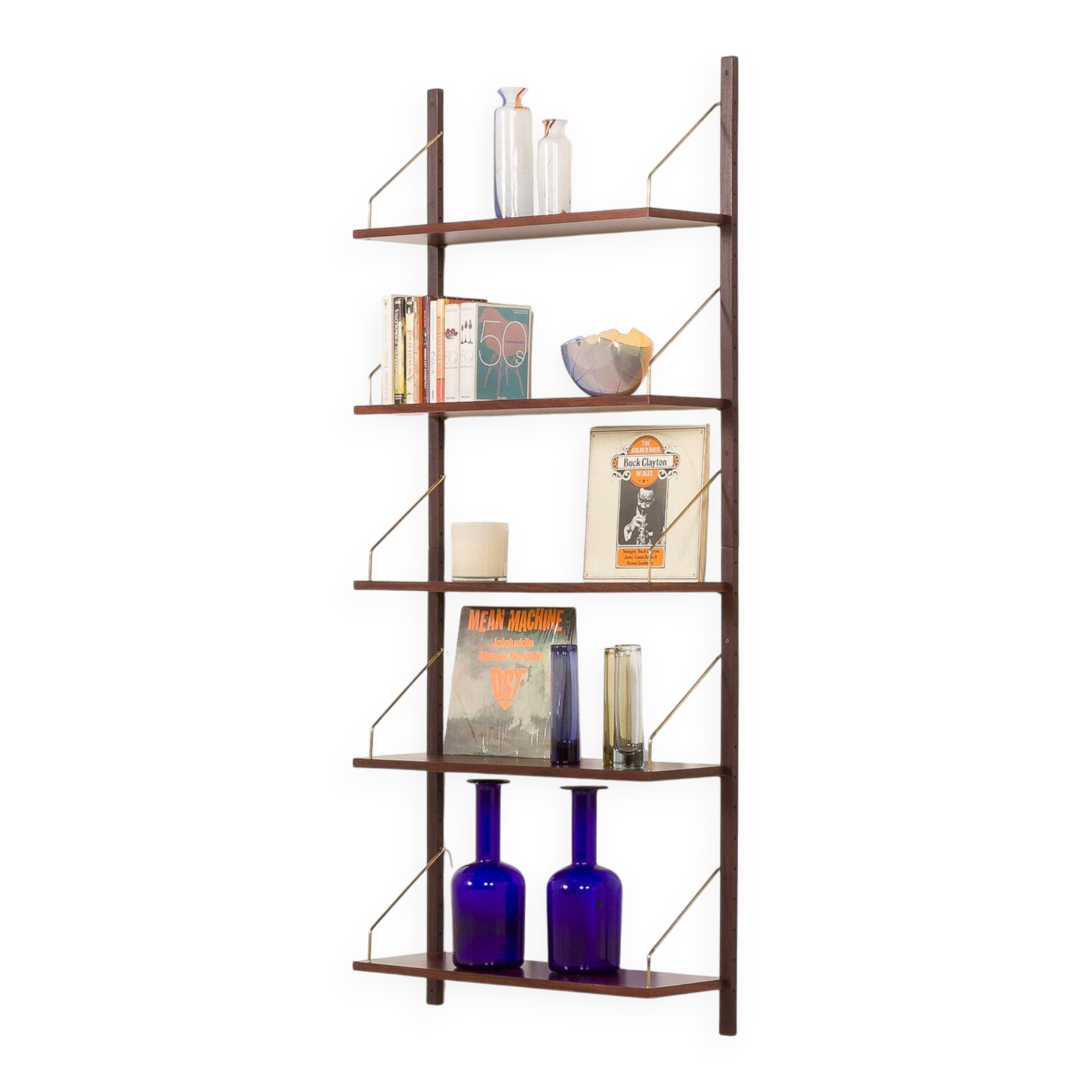 Scandinavian rosewood shelving unit, set of 5 shelves, 1960s