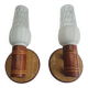 Pair of vintage rattan bamboo wall sconces