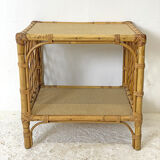 Table d'appoint en rotin vintage 70's