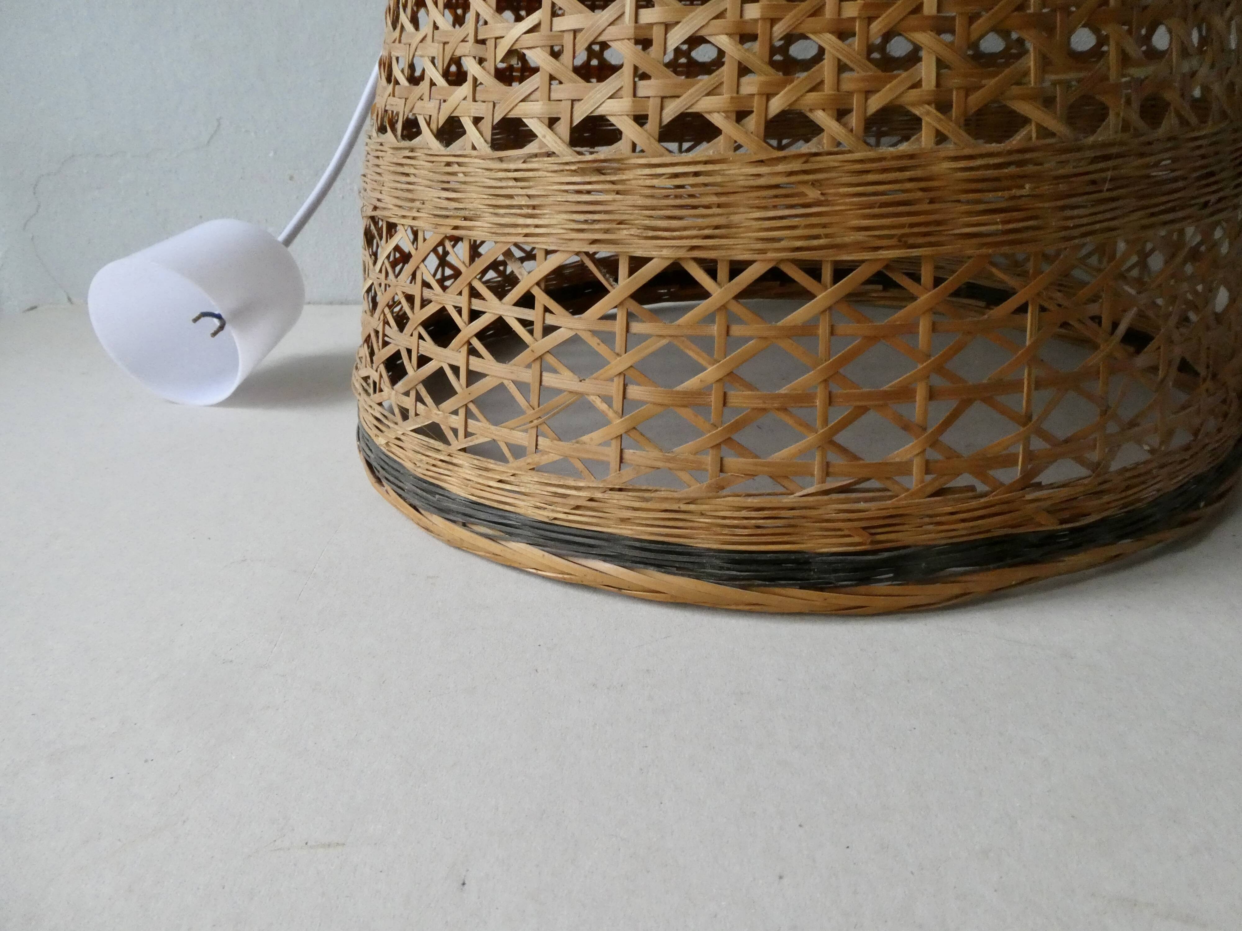 70s woven wicker pendant light