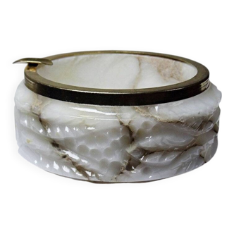 Small vintage carved alabaster ashtray from the Hollywood Regency/Mid Century