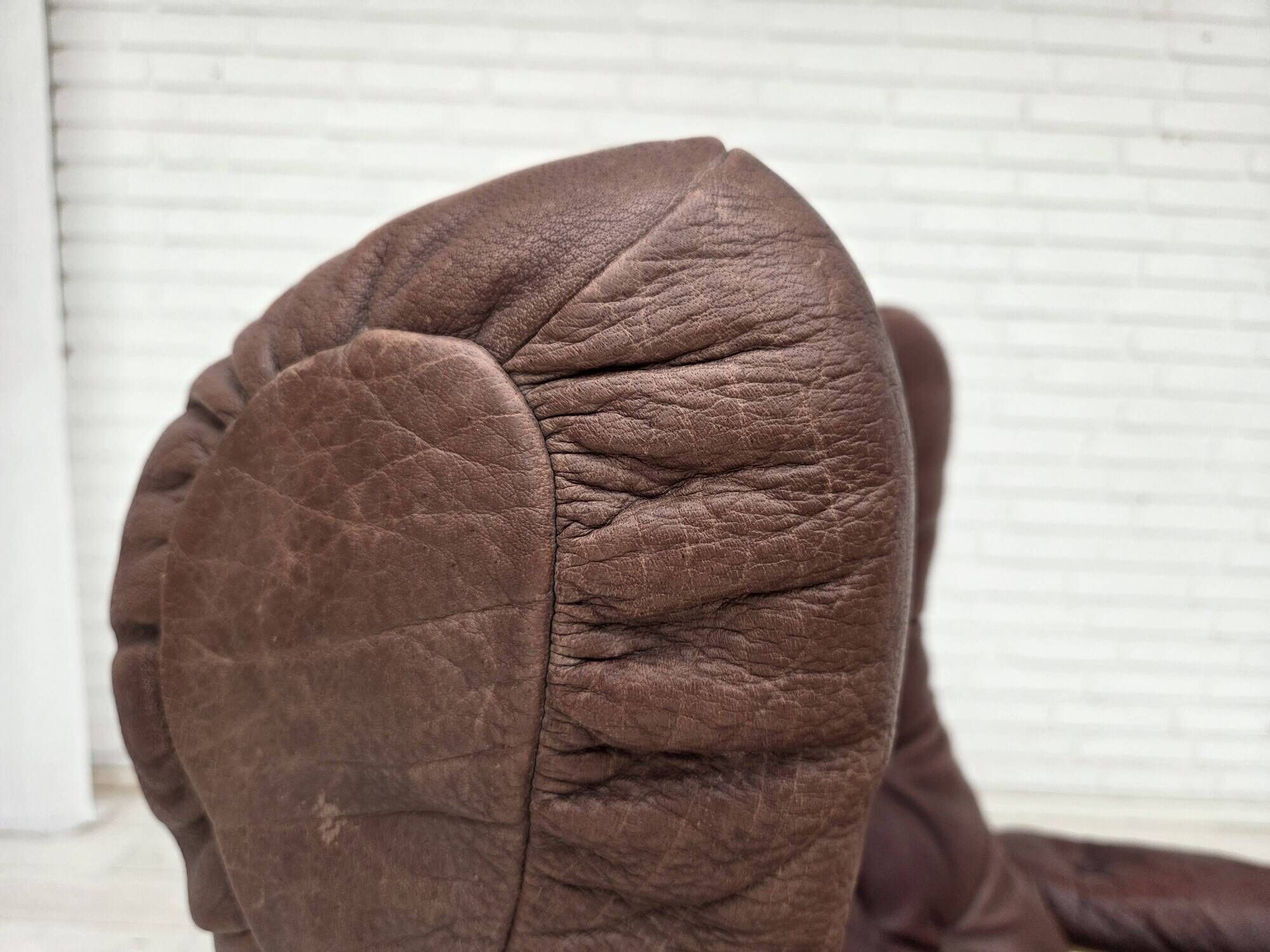 1970s, Scandinavian adjustable armchair, furniture leather, bentwood.