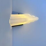 Vintage Murano opal glass corner wall lamp, by Vetri Italy 1970