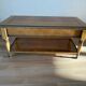 Table basse vintage en bois avec tiroir et tablettes