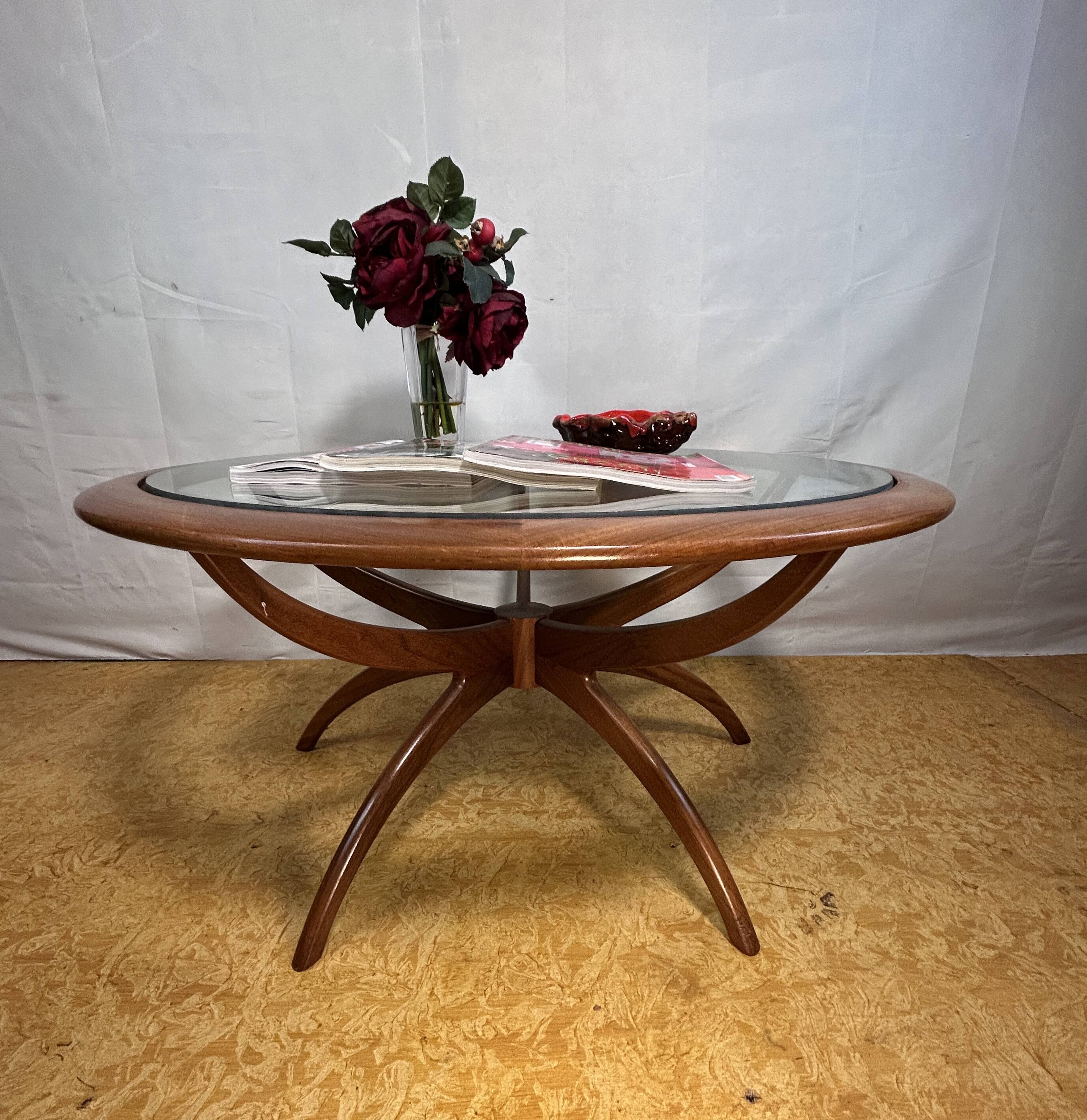 Mid Century retro vintage teak spider astro coffee table 1970  Viktor Wilki