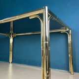 French vintage dining set in imitation bamboo brass with 4 chairs and table, 1970s, set of 5.