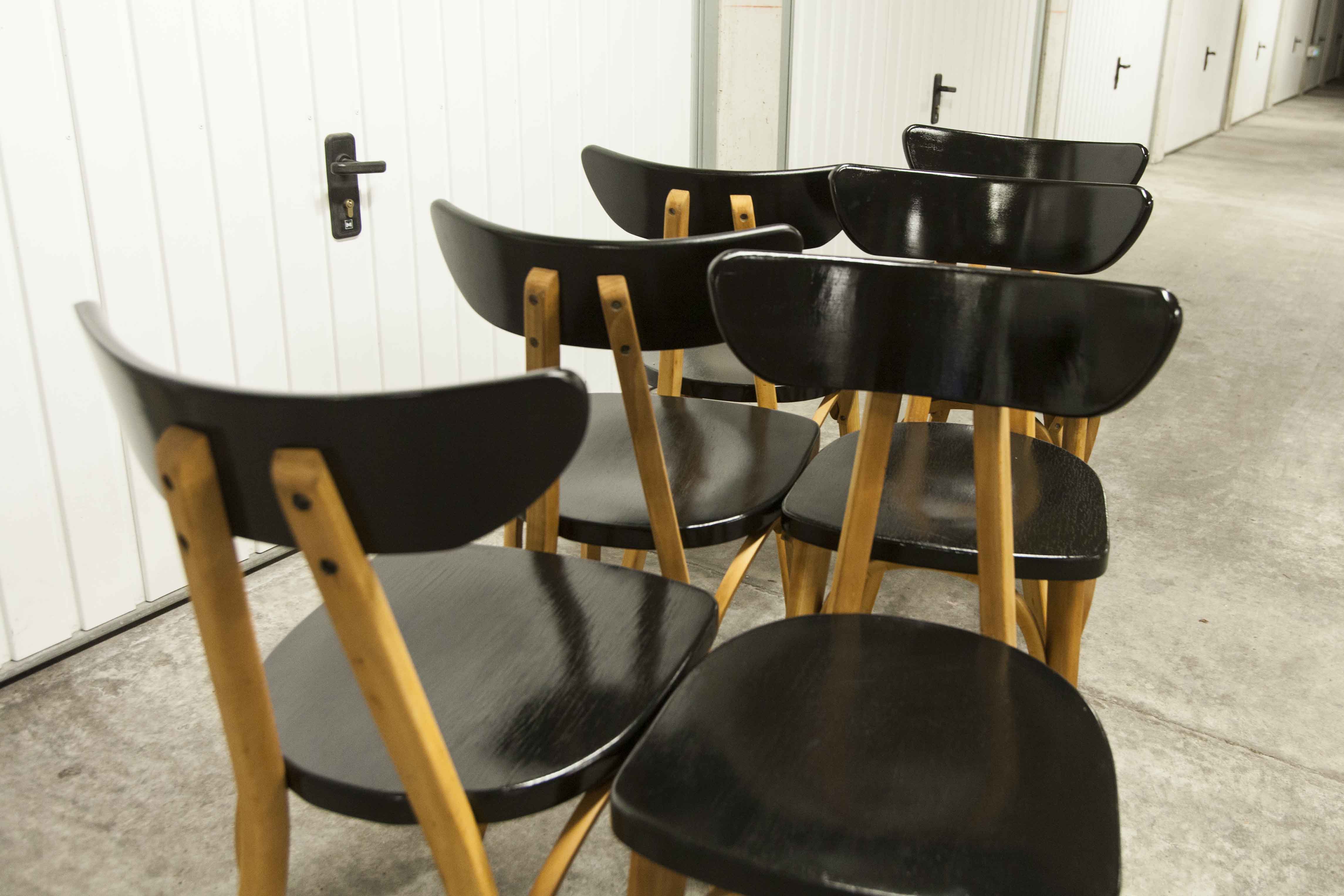 Set of 6 restored Luterma "banana" chairs