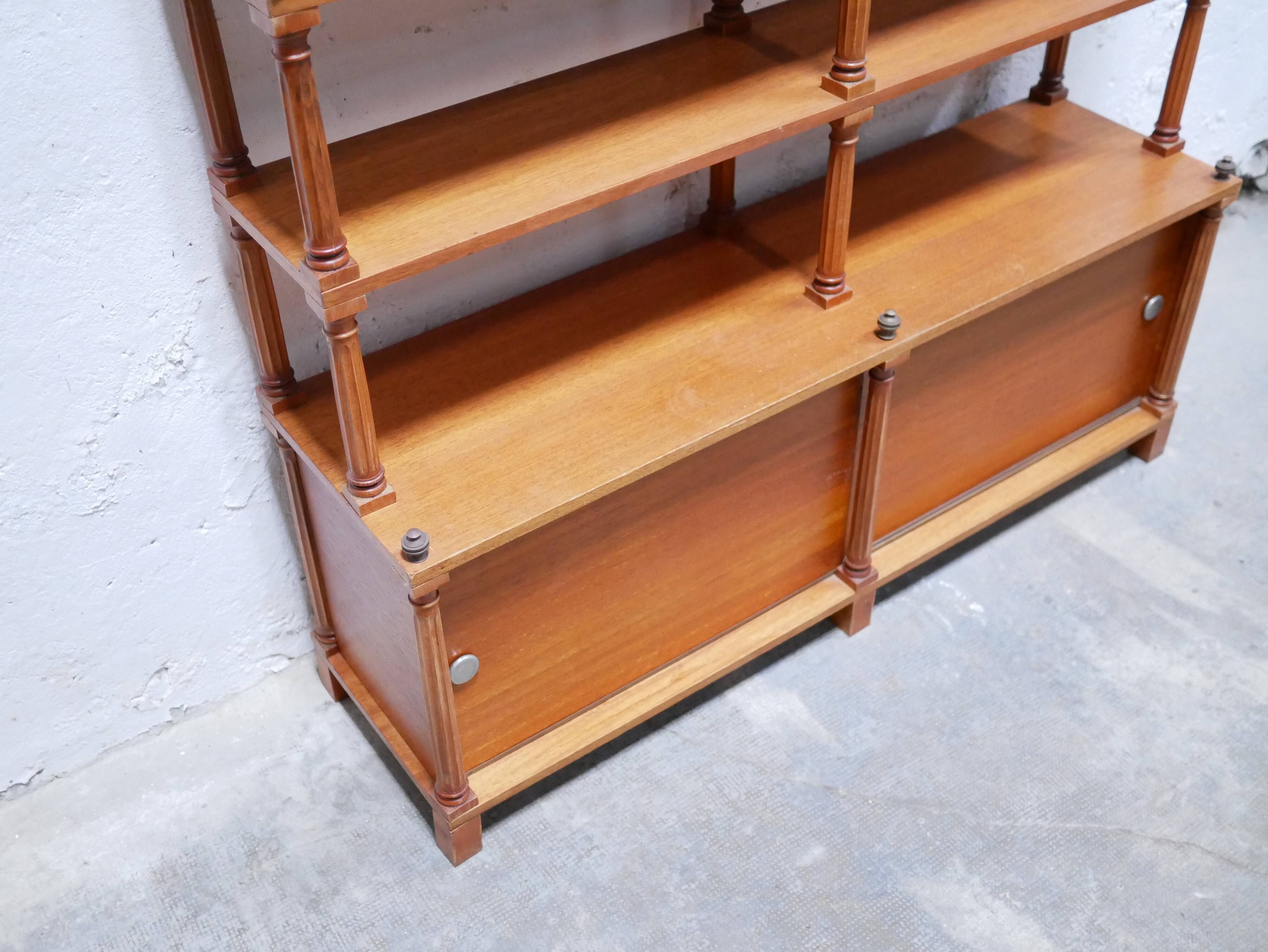 Vintage wooden bookshelf library
