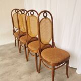 Set of 4 Vintage Bentwood Dining Chairs: Cane Back, Thonet Style