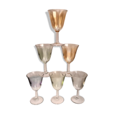 Lot de 6 verres à pieds colorés made in France années 60-70