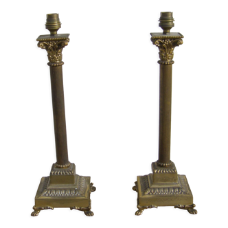 Paire de pieds de lampe ancien de style néoclassique