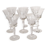 Service of 8 screen-printed Vouvray glasses, Brotherhood of the Knights of Chantepleure, French wine
