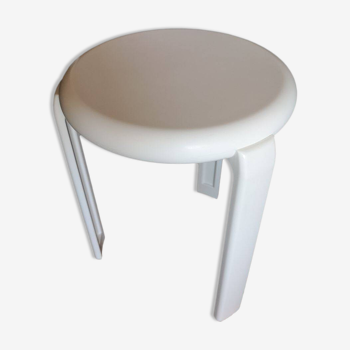 Tabouret tripode Lucchese blanc - Années 1970 - Fabriqué en Italie