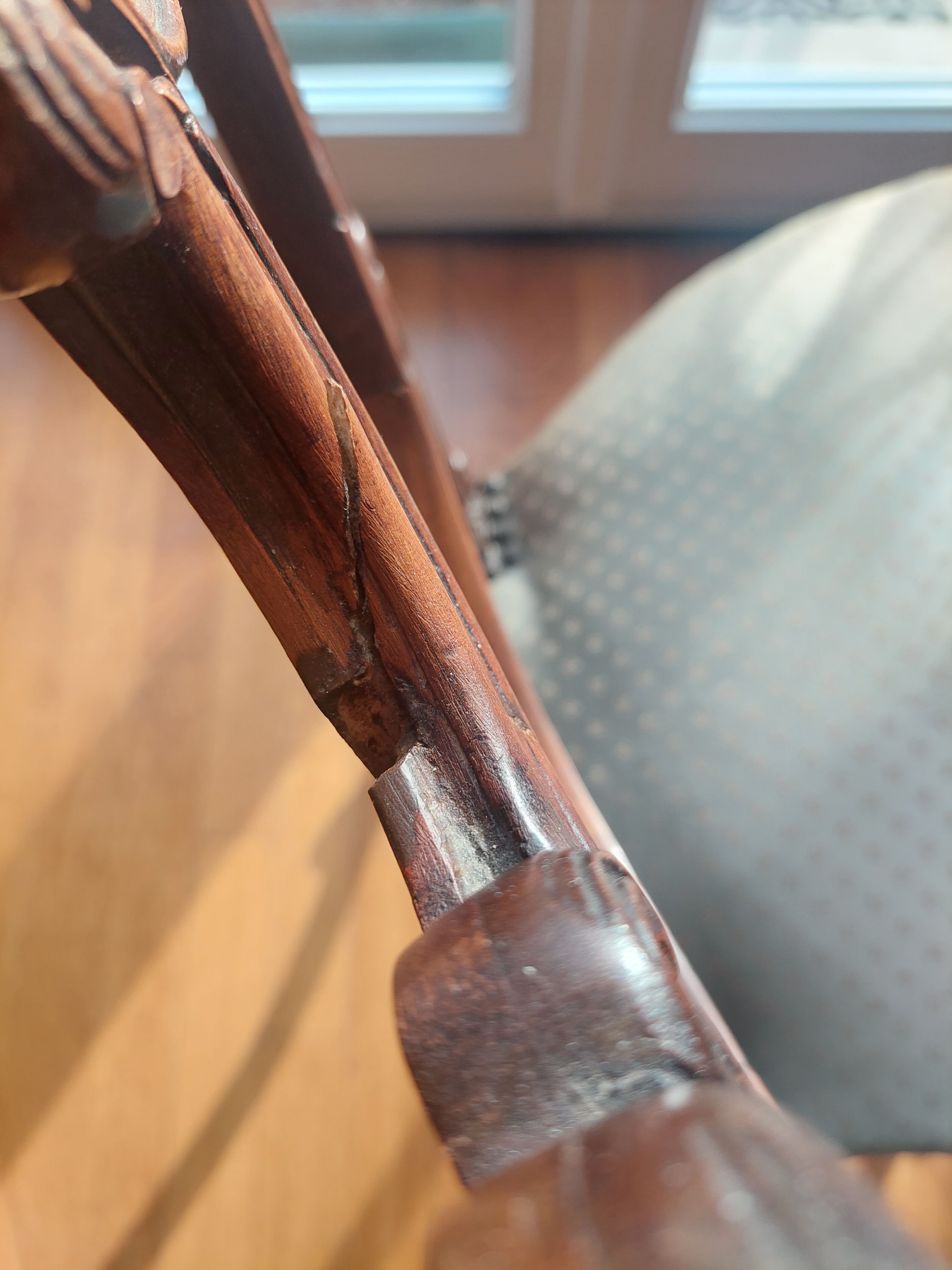 Louis XV style chair with asymmetrical carved wooden back