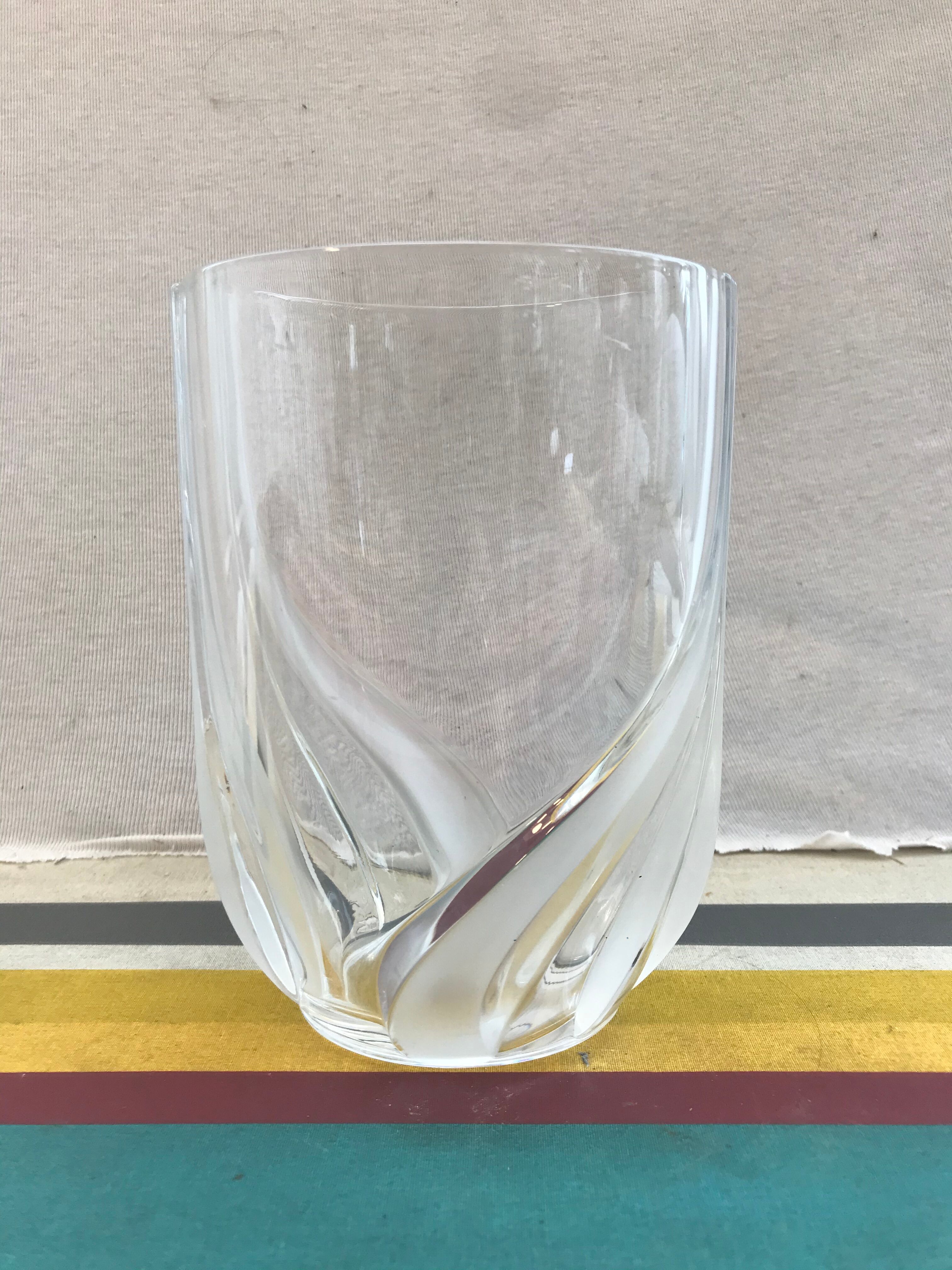 Ancient art deco moulded glass vase - vintage design decorated decor