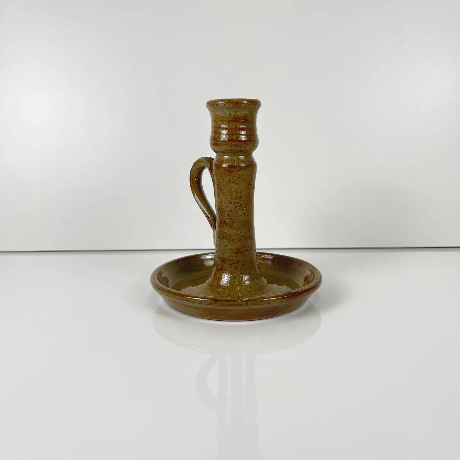 Stoneware hand candlestick