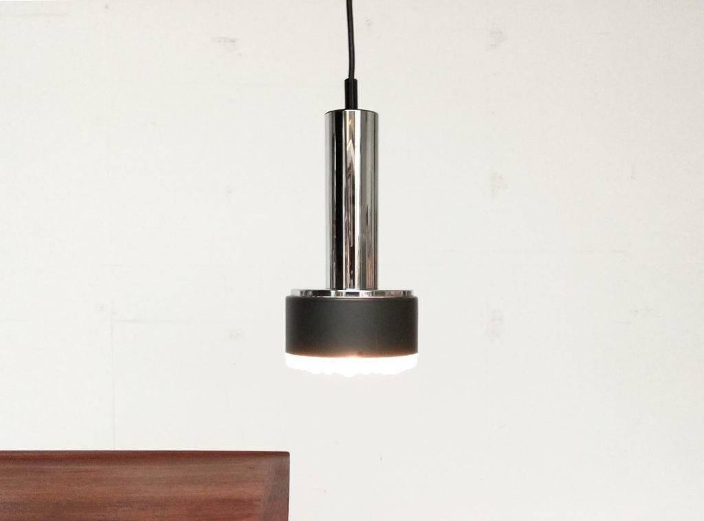 Suspended glass and chrome chandelier model P105 from the 1960s in German Space Age style by Staff, set of 2.