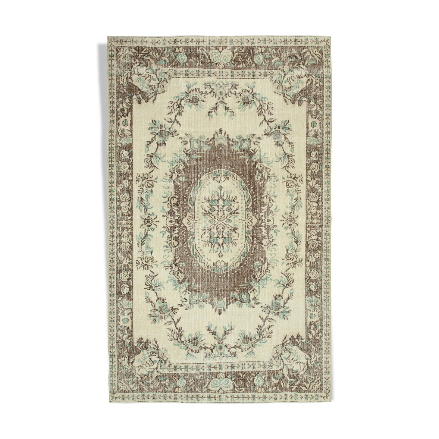 Anatolian Handwoven One-of-a-Kind 1980s Beige Rug 182 cm x 290 cm