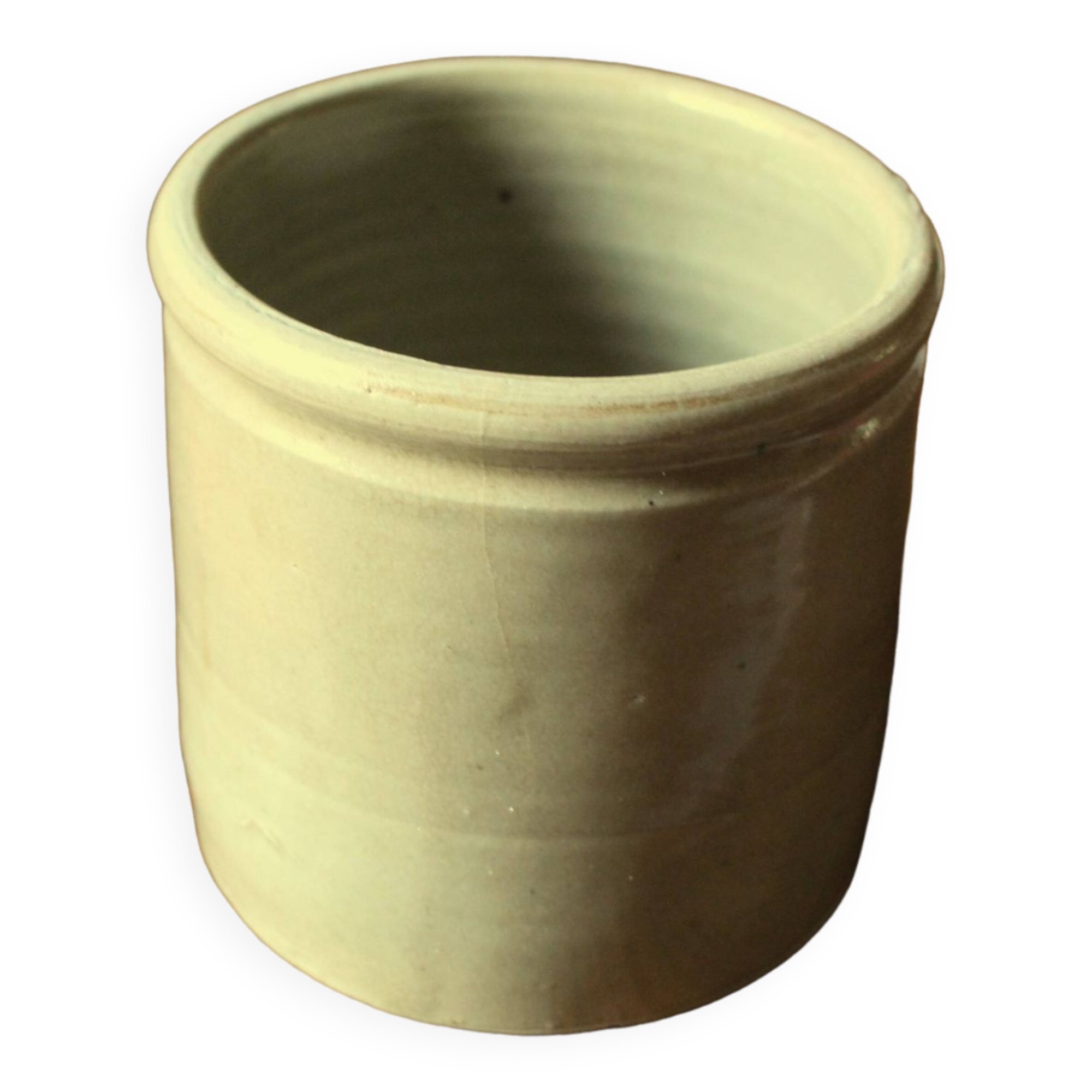 Gray beige glazed stoneware pot