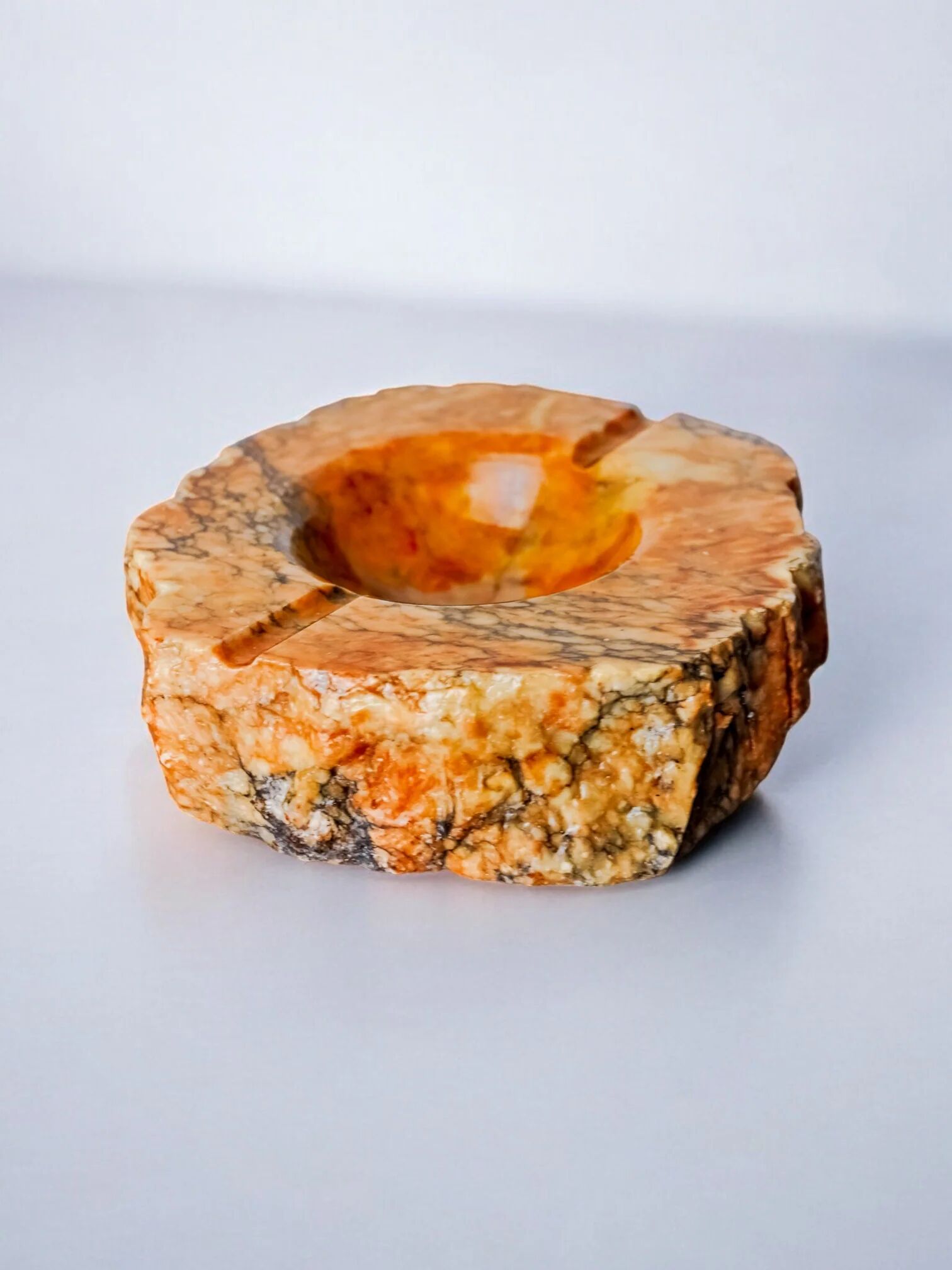 Ocher alabaster ashtray by Romano Bianchi, Italy, 1970s