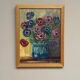 Original Swedish Oil on Panel “Flowers in Vase” Vintage & Framed 29 × 37cm