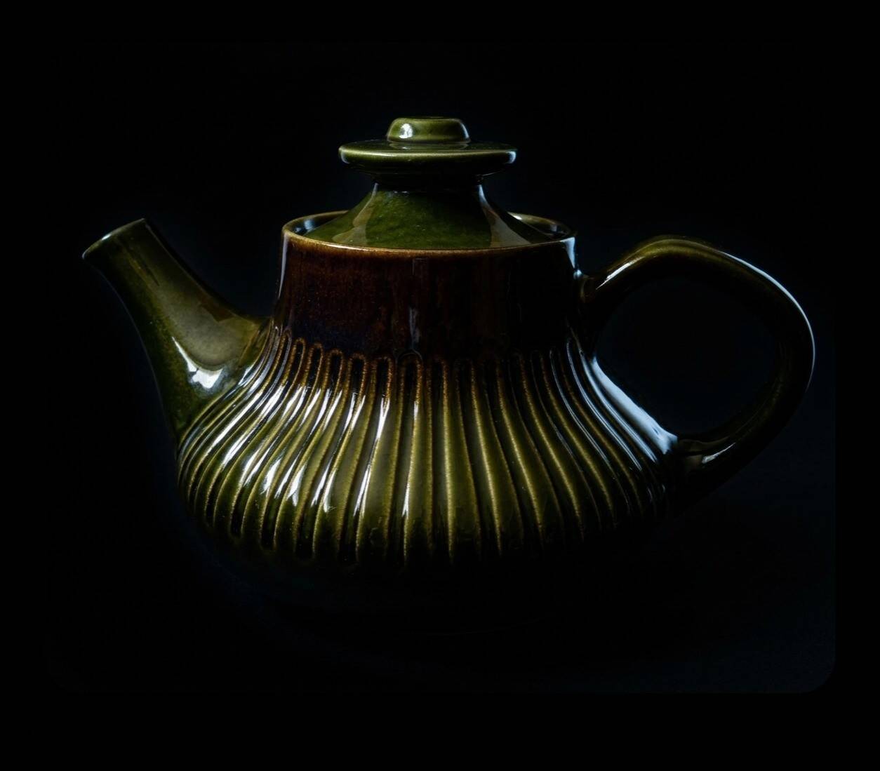 Service à thé en grès "Oliv" par Berit Ternell pour Gefle, Suède (1966)