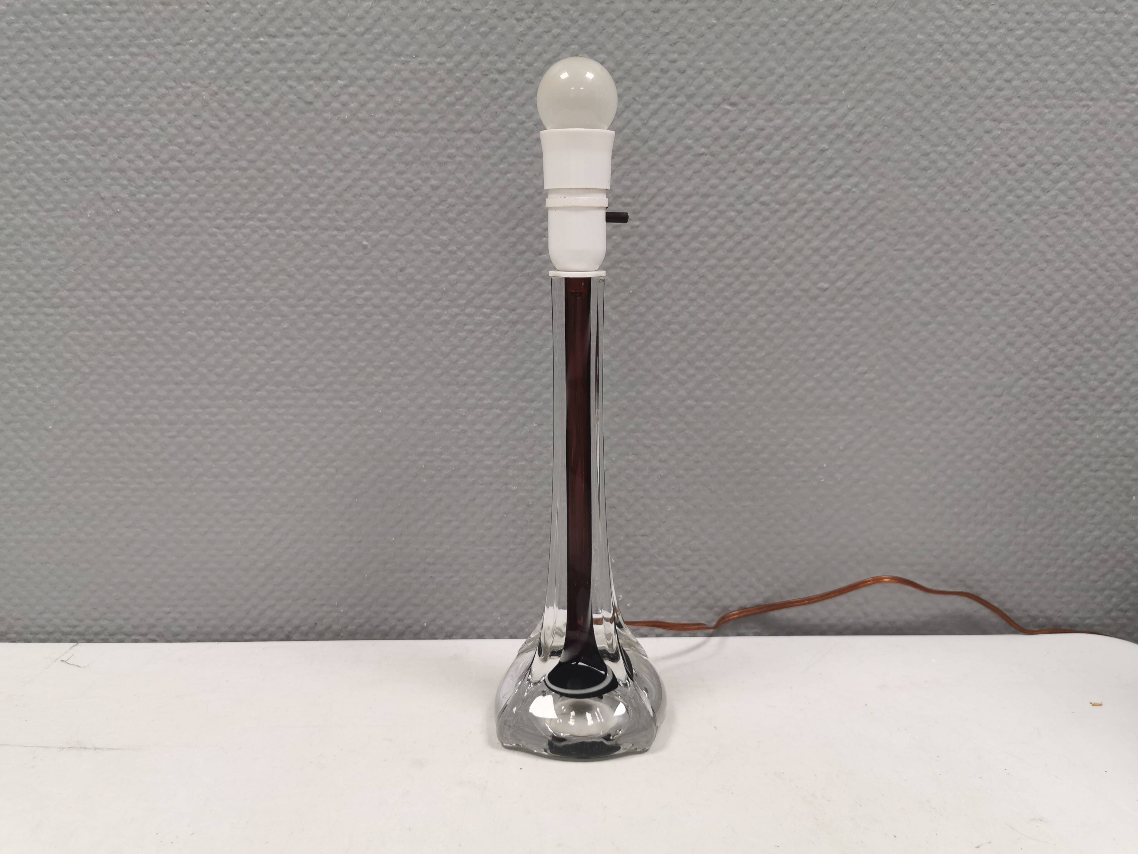 Glass table lamp, made by Swedish Flygsfors in the 1960s