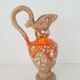 Ceramic vase Fat lava orange and beige Vintage