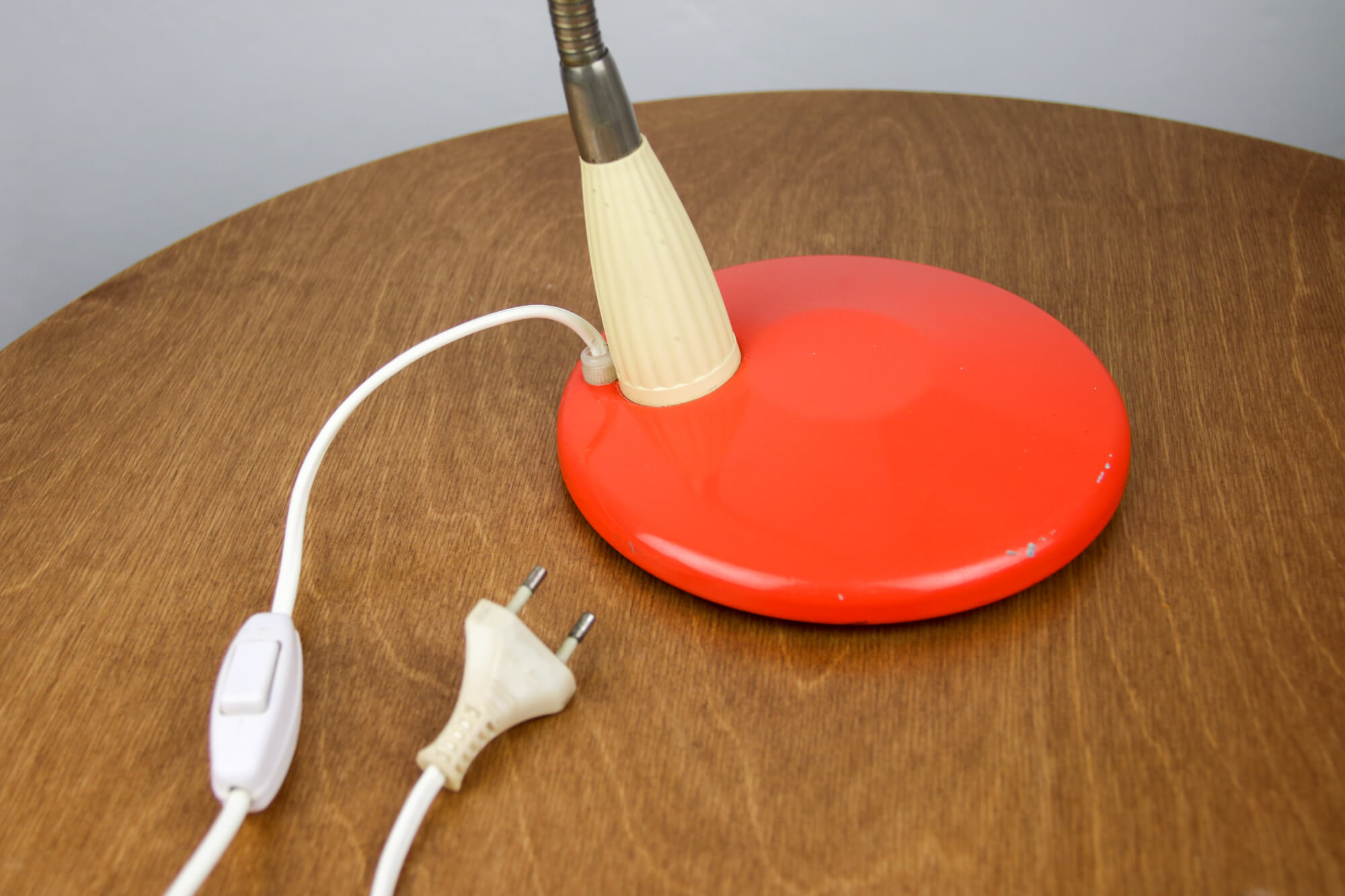 Adjustable Desk Lamp in Orange Painted Metal and Chrome-Plated Spiral Arm, 1970s