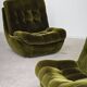 Pair of green velvet Atlantis armchairs by Jitona, ex Czechoslovakia 60s