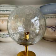 Cracked glass and gold metal table lamp