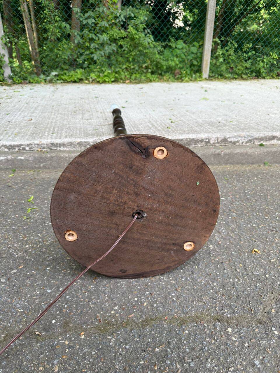 Vintage turned solid wood floor lamp from the 20th century.